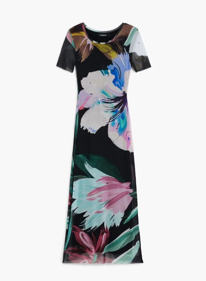 DESIGUAL Multicolour Watercolor Floral Fitted Dress for Women | Best Price UAE